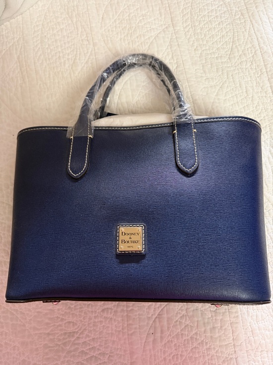 Dooney & Bourke Handbags - Dooney & Bourke Navy Saffiano Satchel with Gold Hardware-NWT